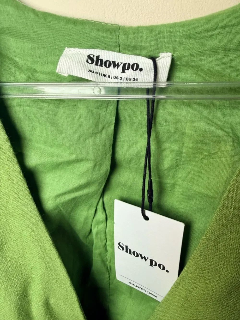 NWT Showpow. Olivia Longline Linen V Neck Back Tie Vest & Shorts Set Sage Size 2 - Picture 7 of 10